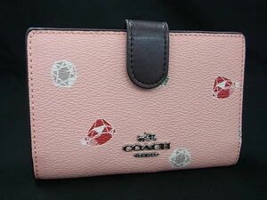 1円 ■極美品■ COACH コーチ F73457 ディズニーコラボ 白雪姫 PVC 二つ折り 財布 ウォレット レディース ピンク系 AY6408