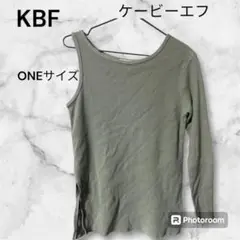 KBF ケービーエフ レイヤードアシメカット グリーン カットソー コットン