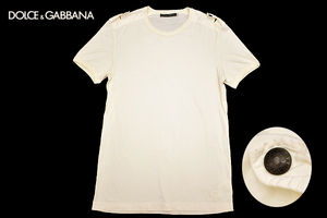 Y-2268★送料無料★美品★DOLCE＆GABBANA ドルチェアンドガッバーナ ジャパン★イタリア製 正規品 生成色 薄地 半袖 T-シャツ 48