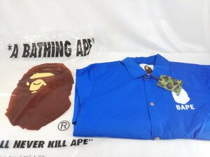 A BATHING APE ア ベイシング エイプ ナイロン コート XLサイズ ロング コーチジャケット 青 ブルー