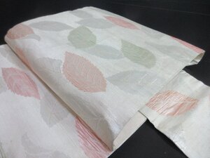 1円 良品 正絹 名古屋帯 和装 和服 引箔 吹き寄せ 草花 六通柄 九寸帯 長さ344cm【夢職】★★★