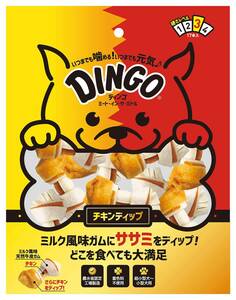ディンゴ (Dingo) 犬 おやつ ミート・イン・ザ・ミドル チキンディップ ミルク風味 17本入 牛皮の内側にササミが巻き込みさらに外側にも