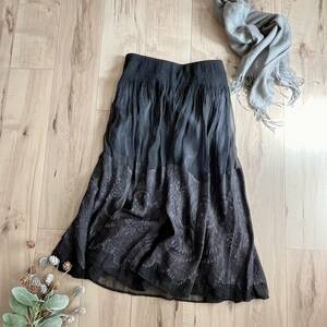 ⑤ ジュニアー 日本製 ミゼール MISSELE ジャガード プリーツ スカート 大きいサイズL