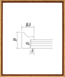 デッサン用額縁 木製フレーム 5902 太子サイズ G/エンジ ゴールド