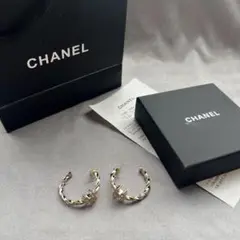 CHANEL シャネル フープピアス ロゴ ストラス クリスタル