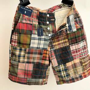 希少《 Dead Stock / Madras / W31 》90s 2000s デッド【 Ralph Lauren オールド マドラス パッチワーク ショーツ ビンテージ 】 