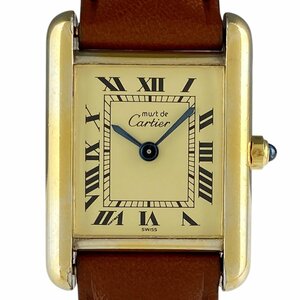 カルティエ CARTIER マスト タンク ヴェルメイユ 366001 腕時計 シルバー925 GP レザー クォーツ レディース 【中古】