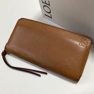 ★LOEWE ロエベ アナグラム ラウンドファスナー 長財布 ブラウン 外ポケット付き【鑑定済み 本物保証】