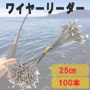 送料無料☆ ワイヤーリーダー 25cm 100本セット 太刀魚 サゴシ サワラ ワインド テンヤ 釣具 ワーム ルアー まとめ 釣り具 リーダー