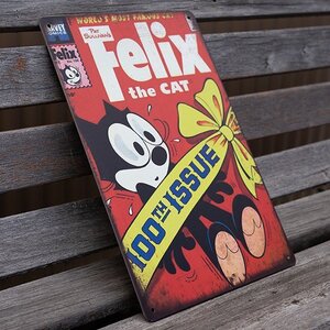 【ブリキ看板】Felix the Cat フィリックス・ザ・キャット 映画 看板 レトロ風 インテリア 店舗 カフェ 20cm×30㎝・送料無料