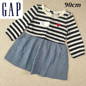 【送料無料】【定価4690円】baby GAP 長袖 ワンピース ベビー 女の子 90cm