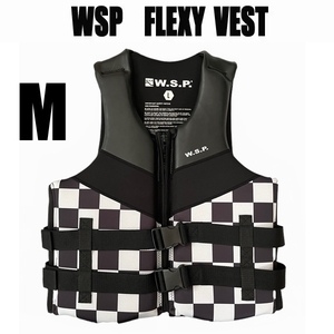 JWBA認定品 WSP フレキシーベスト ブラックチェック Mサイズ　ライフジャケット ウェイクベスト