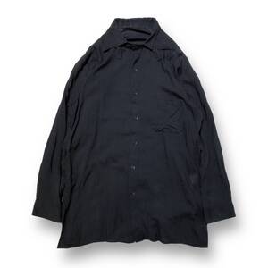 24ss YOHJI YAMAMOTO POUR HOMME 長袖シャツ CELLULOSE LAWN Z-ATTACHED COLLAR 3 ブラック ヨウジヤマモトプールオム 店舗受取可