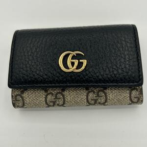 細部までこだわる大人の美学【美品】 GUCCI グッチ GGマーモント 6連 キーケース GGスプリーム レザー ゴールド金具 6連キーフック