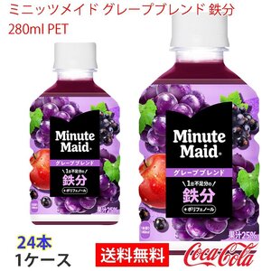 即決 ミニッツメイド グレープブレンド 鉄分 280ml PET 1ケース 24本 (ccw-4902102152037-1f)