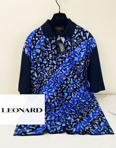 g15 新品タグ付き◎超美品●LEONARD PARIS●コットンポロシャツモノグラムレオナール チュニック　レディース サマーコーデ　イタリア製