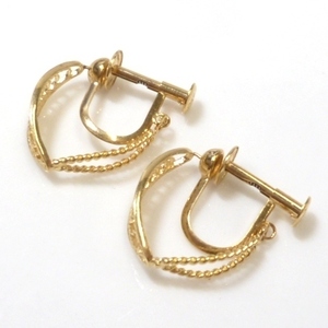 【K18】 揺れる レース デザイン イヤリング イエローゴールド 18金 Yellow Gold earrings カジュアル 普段使い【ネコポスOK】◇J