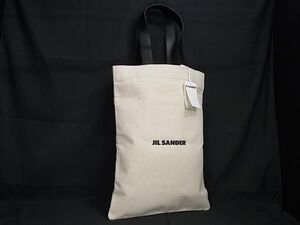 ■新品■未使用■ JIL SANDER ジルサンダー ブックトートグランデ キャンバス×レザー トート ショルダーバッグ ベージュ系 FA9619