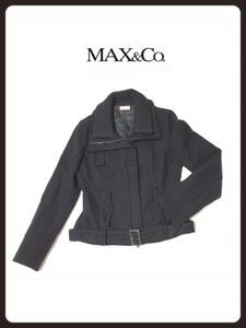 ◇ Max&Co マックスアンドコー 長袖 ライダース ジャケット ブラック 黒 レディース ◆ウール コート マックスマーラ ベルト付き サイズ40