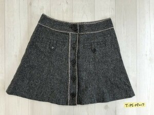 Balry Jane cacharel キャシャレル レディース 前ボタン パイピング ツイード ミニスカート 6 グレー