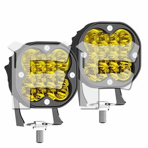 新発売!! 3インチ 48W 作業灯 LED ワークライト 3000K イエロー 4800LM 12V/24V兼用 ジープ SUV トラック ボート 建設機械 工事現場 2個