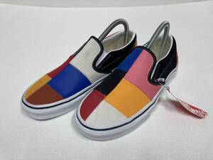 レア!! VANS SLIPON カラフル パッチワーク スエード レザー キャンバス US6.5 (24.5cm) アメリカ企画限定!! スリッポン バンズ