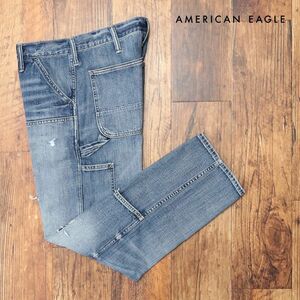 AMERICAN EAGLE/34インチ/ペインター デニムパンツ 0122-3038 ダメージ パッチワーク ワイルド 新品/青/ブルー/ih311/