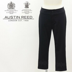 美品◆AUSTIN REED オースチンリード ラインストーン装飾 ストレッチ サブリナ パンツ 黒 ブラック 38