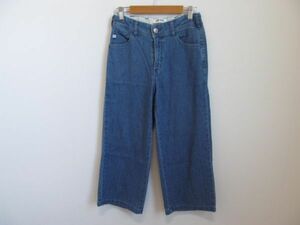 (58161)サムシング　レディース　日本製　クロップド　デニム　パンツ　ワイド　ブルー　S　USED