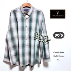 Van Heusen シャツ XL オンブレ 90s 古着 オンブレチェック