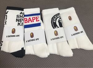 A bathing ape man’s socks 男性 アベイシングエイプ ソックス　白4足