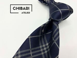 タグ付【新古品】BURBERRY LONDON　バーバリーロンドン　ロゴ＆ノバチェック柄 ネクタイ 3本以上 送料無料 メンズ ネイビー　光沢　0104269