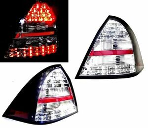 メルセデス ベンツ W203 Cクラス 前期 サイドブラック LED クリスタルテールランプ 左右セット C180 C200 C230C AMG テール