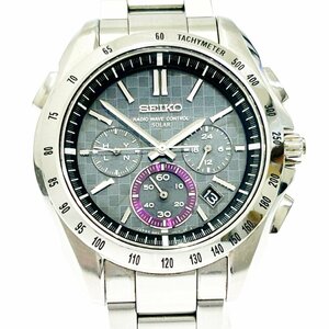 【1円スタート】【箱付き】SEIKO セイコー 8B82-0AE0 ブライツ クロノグラフ SS 電波ソーラー メンズ腕時計 340220