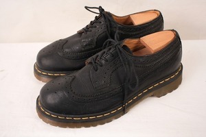 ドクターマーチン UK5/23.5cm-24.0cm/ウィングチップ 黒 ブラック レディース レザー ブーツ dr.martens 中古 古着 dm3288