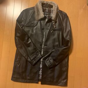 バーバリーレザーコート 本革 ハーフコート レザージャケット ブラックレーベル BURBERRY BLACK LABEL チンチラファー 美品　Mサイズ