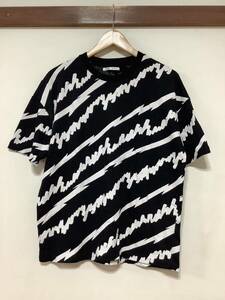 や1355 ZARA ザラ 総柄Tシャツ 半袖Tシャツ M ブラック/ホワイト ドロップショルダー