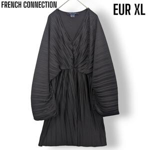 【美品】フレンチコネクション FRENCH CONNECTION 変形 プリーツ ワンピース チュニック トップス シンプル 立体シルエット ボリューム袖