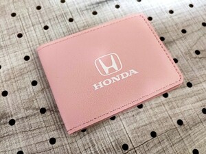 ホンダ レザーカードケース【ピンク】薄型■フィット ステップワゴン ヴェゼル フリード アコード シビック N-BOX/N-ONE/N-WGN/N-VAN CR-V