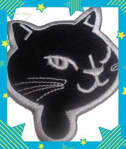 ■アイロンワッペン☆ファンキー黒猫(大サイズ)■デニム エコバッグ トートバッグ バックパック CAP ワンポイント DIY リメイク 