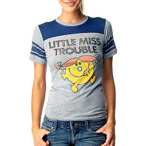 JUNK FOOD Womens Little Miss TROUBLE ジャンクフード レディース リトルミス トラブル　ラインストーン付きTシャツ　Lサイズ　 junk-26