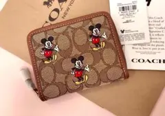 新品新作【DISNEY X COACH】スモール ウォレット ミッキーマウス