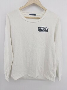 ◇ AVIREX アヴィレックス ロゴ プリント 長袖 Tシャツ カットソー サイズF ホワイト レディース P