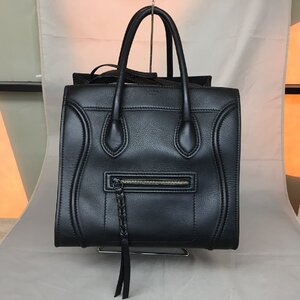 【中古品B】CELINE(セリーヌ) ハンドバッグ スモール スクエア ラゲージ ファントム カーフスキン ※内側底部分に一部シミあり (063104)