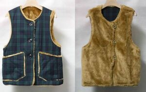 Engineered Garments エンジニアードガーメンツ Over Vest Blackwatch オーバー ベストXS リバーシブル ブラックウォッチ/ファー