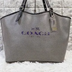 COACH コーチ　A4対応　ロゴ　チャーム付　トートバッグ　肩掛け　レザー