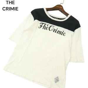 THE CRIMIE クライミー 春夏 ロゴ プリント★ 7分袖 切替 バイカラー カットソー Tシャツ Sz.S　メンズ 白 日本製　A4T04513_4#D