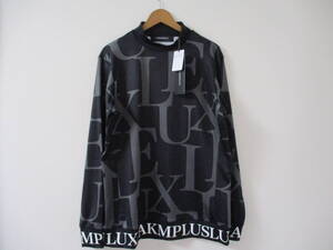 ☆LUXE AKM PLUS/リュクスエイケイエムプラス☆未使用 裾ロゴ総柄モックネック長袖Tシャツ サイズ：XL ゴルフ トレーニング ジム スポーツ