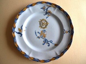 エミール・ガレ　ナンシー　モノグラム入り絵皿　E. Galle Nancy Plate