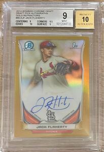 Jack Flaherty 2014 Bowman 直筆サイン入り1stカード Gold Refractor 金リフ50枚限定 MLB